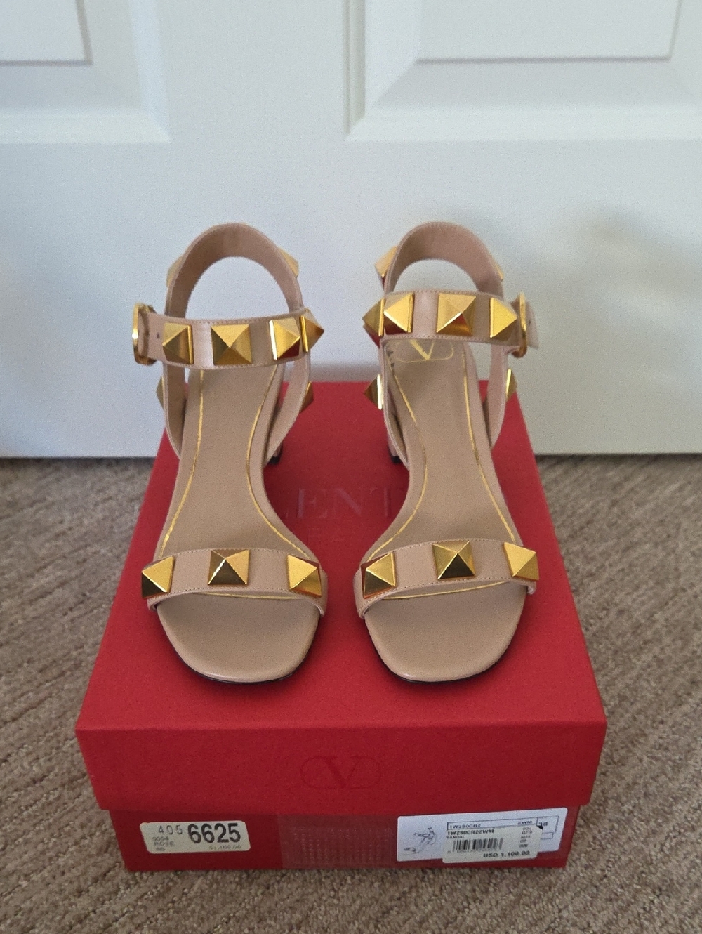 Valentino 60mm Roman Stud Sandal Rose
